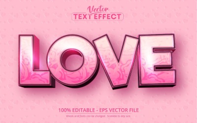 Amore: effetto testo modificabile, stile carattere strutturato dei cartoni animati, illustrazione grafica