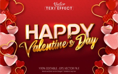Buon San Valentino - Effetto testo modificabile, stile carattere dorato brillante, illustrazione grafica