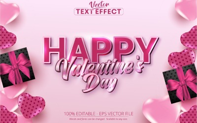 Glad alla hjärtans dag - redigerbar texteffekt, rosa och roséguld teckensnittsstil, grafikillustration