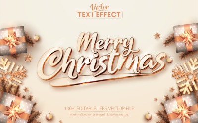 God jul - redigerbar texteffekt, lyxig rosguld teckensnittsstil, grafikillustration
