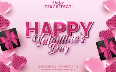 Happy Valentine&#039;s Day - Editable Text Effect, Pink And Rose Gold Font Style, Graphics Illustration
