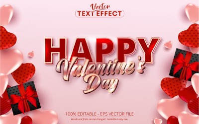 Happy Valentine&#039;s Day - Editable Text Effect, Shiny Rose Gold Font Style, Graphics Illustration