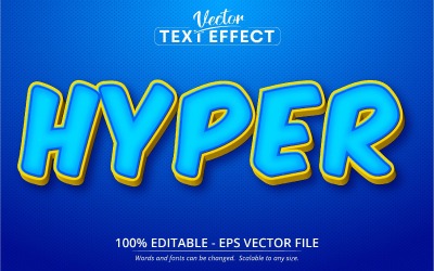 Hyper - redigerbar texteffekt, tecknad teckensnittsstil, grafikillustration