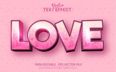 Kärlek - redigerbar texteffekt, tecknad texturerad teckensnittsstil, grafikillustration