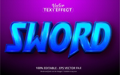 Меч - редактируемый текстовый эффект, стиль шрифта для мультфильмов и игр, графическая иллюстрация