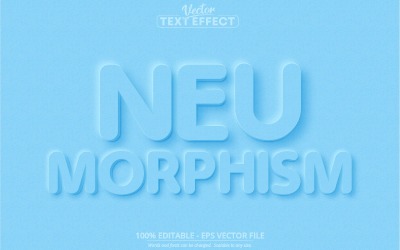 Neumorfizmus – szerkeszthető szöveghatás, minimalista kék színű betűstílus, grafikus illusztráció