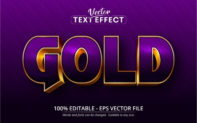 Oro: efecto de texto editable, color morado y estilo de fuente dorado, ilustración gráfica