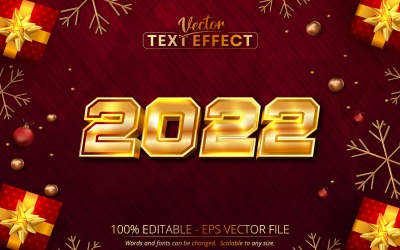 2022 - Redigerbar texteffekt, glänsande guld julteckensnitt, grafikillustration