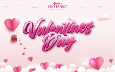 Valentine&#039;s Day - Editable Text Effect, Shiny Pink Font Style, Graphics Illustration