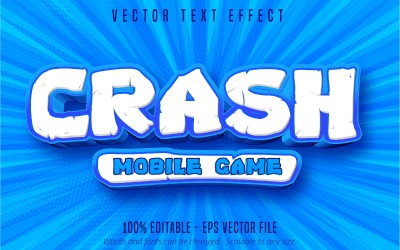Crash - redigerbar texteffekt, tecknad film och teckensnittsstil för mobilspel, grafikillustration