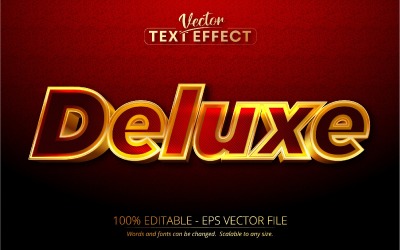 Deluxe - redigerbar texteffekt, rött och guld texturerat teckensnitt, grafikillustration