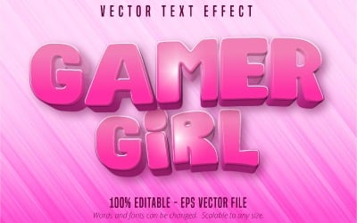 Gamer Girl - Szerkeszthető szövegeffektus, rózsaszín színű rajzfilm betűtípus, grafikus illusztráció