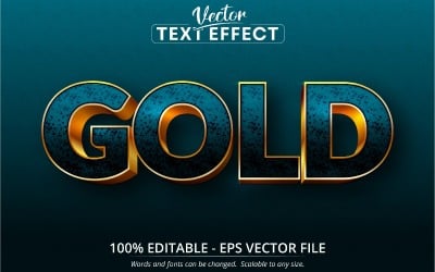 Gold - Bearbeitbarer Texteffekt, Türkis- und Goldstrukturierter Schriftstil, Grafikillustration