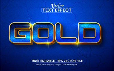 Oro - Effetto testo modificabile, stile carattere strutturato blu e oro, illustrazione grafica