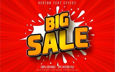 Big Sale - Editable Text Effect, Yellow Cartoon Font Style, Graphics Illustration