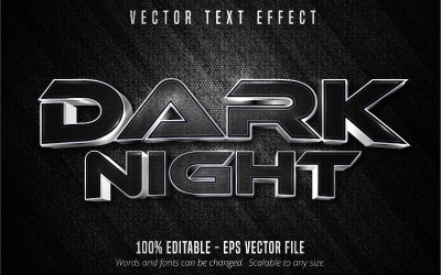 Dark Night - Effet de texte modifiable, Style de police de motif métallique foncé, Illustration graphique