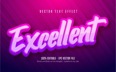 Excellent - Editable Text Effect, Purple Cartoon Font Style, Graphics Illustration