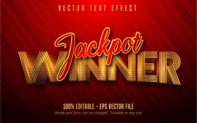 Jackpot Kazanan - Düzenlenebilir Metin Efekti, Dokulu Altın ve Kırmızı Yazı Tipi Stili, Grafik İllüstrasyon