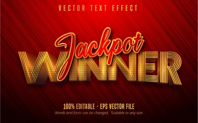 Переможець джекпоту – текстовий ефект, який можна редагувати, текстурований золото-червоний стиль шрифту, графічна ілюстрація