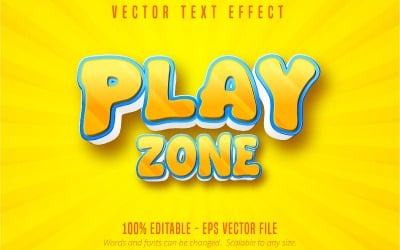 Play Zone - redigerbar texteffekt, blå och gul tecknad typsnittsstil, grafikillustration