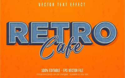 Retro Cafe - edytowalny efekt tekstowy, styl czcionki w stylu vintage z lat 80. i 70., ilustracja graficzna