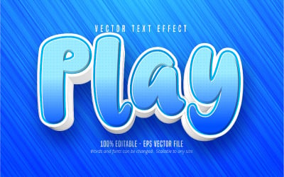 Riproduci: effetto testo modificabile, stile carattere gioco colore blu, illustrazione grafica