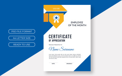 Šablona certifikátu ocenění diplom pozadí