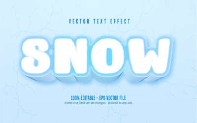 Snö - redigerbar texteffekt, mjuk blå tecknad teckensnittsstil, grafikillustration