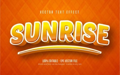Sunrise - Editable Text Effect, Orange Cartoon Font Style, Graphics Illustration