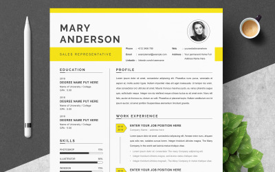 Mary Anderson / Vorlage für einen modernen Lebenslauf