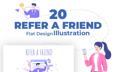 20 Referera en vän Platt designillustration