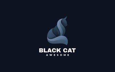 Black Cat Gradient Logo Style