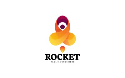 Estilo de logotipo colorido com gradiente de foguete