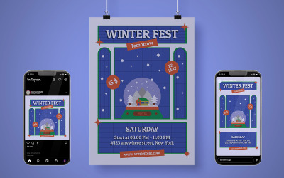 Winter Festival Poster Kit - Retro Style