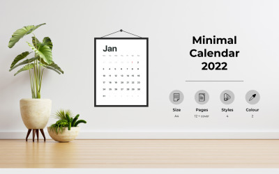 Calendário mínimo 2022 | Planejador de calendário de ano novo