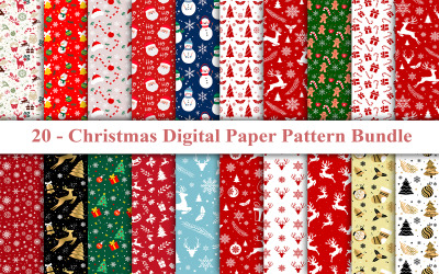 Kerstpatroon Digitaal papier, Kerstpatroon, Kerstpatroonbundel, Patroon
