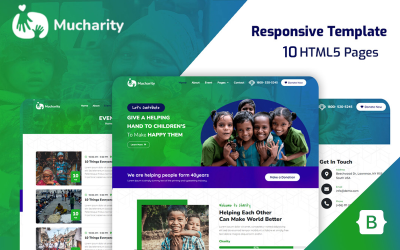 Mucharity - Kâr Amacı Gütmeyen Bağış Toplama/STK ve Yardım Kuruluşu HTML5 Web Sitesi Şablonu