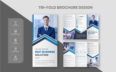 Vállalati üzleti háromrészes brosúra tervezősablon