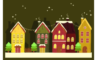 Weihnachtsdorf Illustration