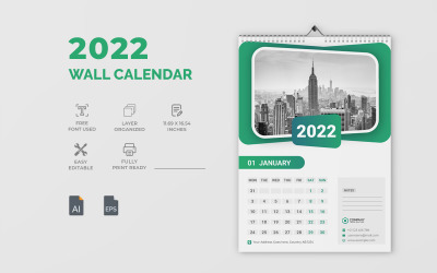 Diseño único de calendario de pared 2022