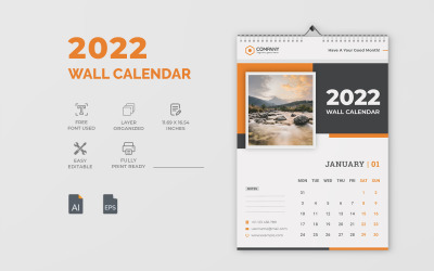 Nowoczesny projekt kalendarza ściennego 2022