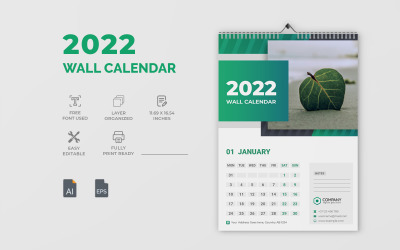 Šablona návrhu nástěnného kalendáře 2022