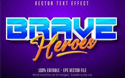 Brave Heroes - Editable Text Effect, Cartoon Text And Font Style, Graphics Illustration