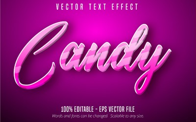 Candy - Efecto de texto editable, estilo de texto de dibujos animados de color rosa claro, ilustración gráfica