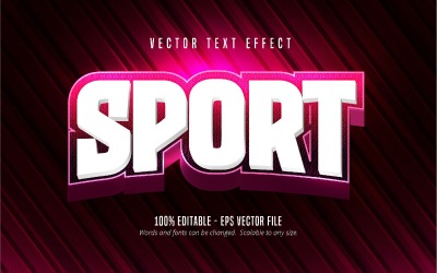 Deporte: efecto de texto editable, estilo de texto de dibujos animados de color rosa oscuro, ilustración gráfica