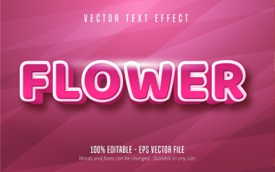 Flower - Editable Text Effect, Pink Color Cartoon Text Style, Graphics Illustration