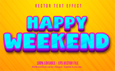 Glad helg - redigerbar texteffekt, lila färg tecknad teckensnittsstil, grafikillustration