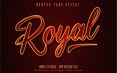 Royal - redigerbar texteffekt, gyllene och röda färger metallisk textstil, grafikillustration