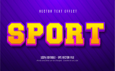 Sport - Editable Text Effect, Yellow Color Cartoon Text Style, Graphics Illustration