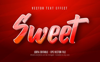 Sweet - redigerbar texteffekt, röd färg tecknad textstil, grafikillustration